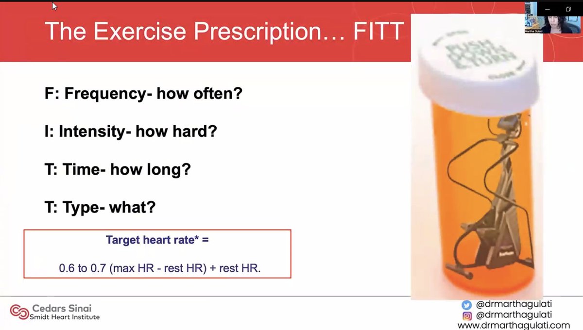 🏃‍♀️Insights from remarkable @DrMarthaGulati on unlocking CV health through physical activity 🌈 Countless physiological advantages 🕺 Break sedentary cycle – 8 hours daily ⏱️ Guidelines endorse 150 mins of mod-vigorous weekly 📝 'Prescribing' exercise: Think FITT! @Heart_SCCT