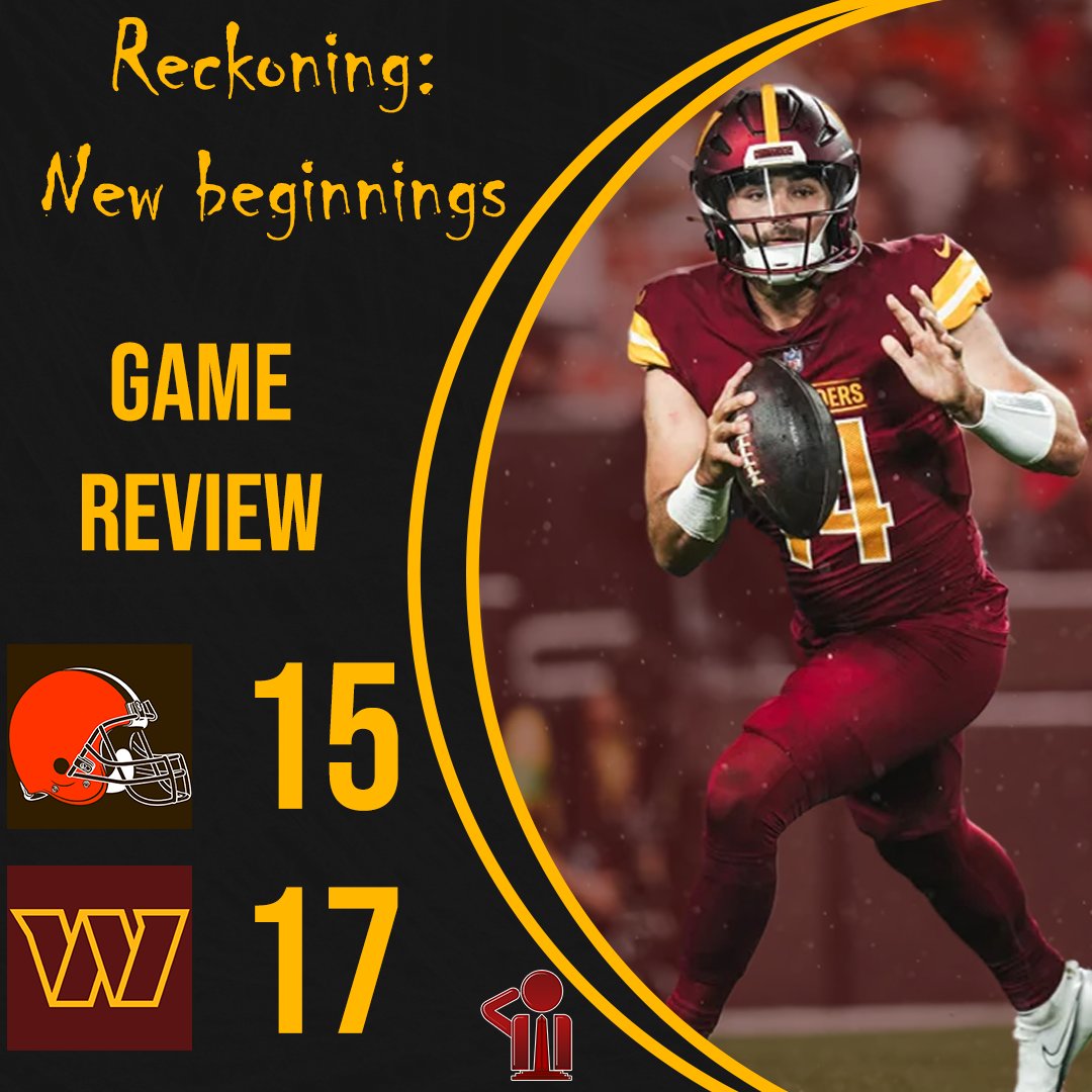 RefTheDistrict's tweet photo. DAY AFTER RECKONING Preseason Edition!
We'll break down the Commanders 17-15 win over the Browns
Sam Howell's performance
Concern on the O-line
1st team D's bend but don't break
Our Go-Go's & No-Go's
Tonight at 730 PM on our YouTube channel
#HTTC #DawgPound #WASvsCLE https://t.co/siD6GTIoXe