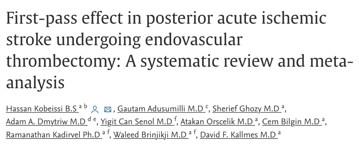 Is first pass effect in posterior circulation stroke undergoing thrombectomy associated with better outcomes? The short answer is yes.

Read our paper in JSCVD: authors.elsevier.com/a/1haBF3lH44q9…
