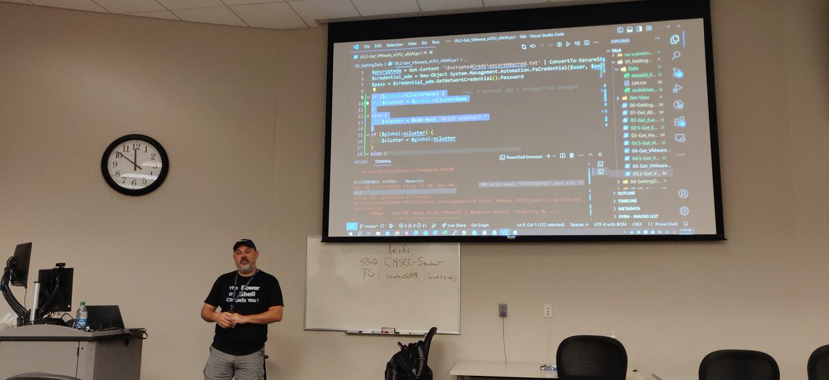MikeKanakos's tweet image. Learning #VMware #powercli tricks and tricks with @Schlauge at #pschatt #psotr .