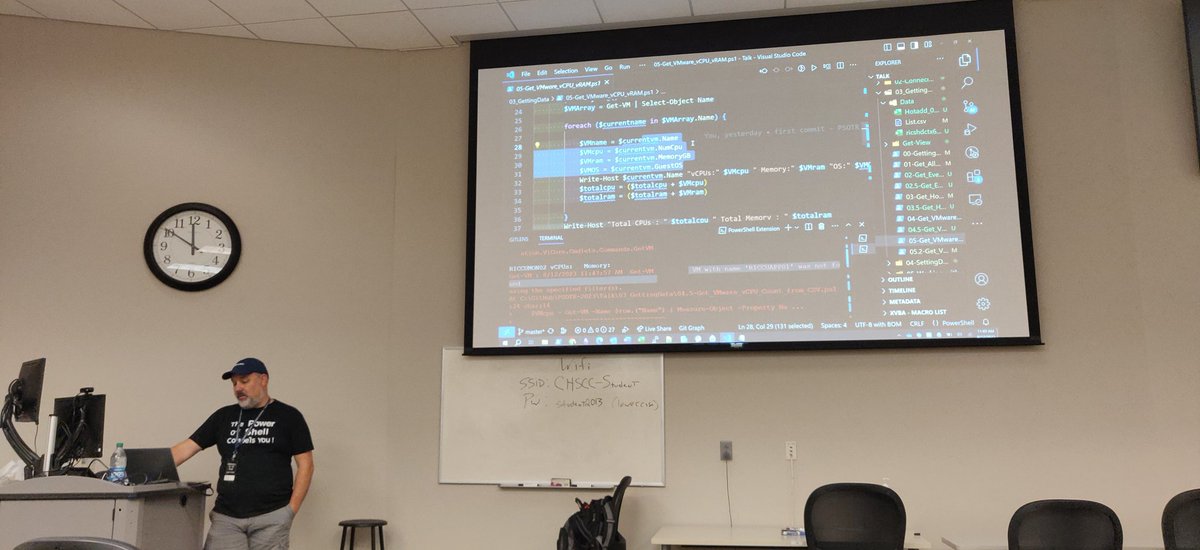 MikeKanakos's tweet image. Learning #VMware #powercli tricks and tricks with @Schlauge at #pschatt #psotr .