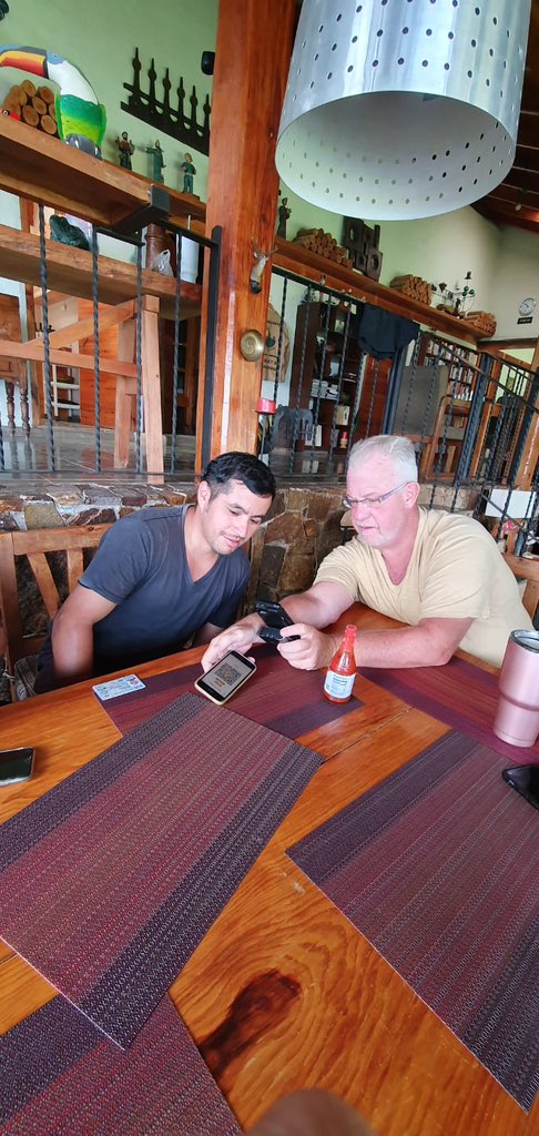 DrJackKruse's tweet image. Me giving victor his first lesson in Strike app transfer in Metapan. He earned his first bitcoin today. @jackmallers