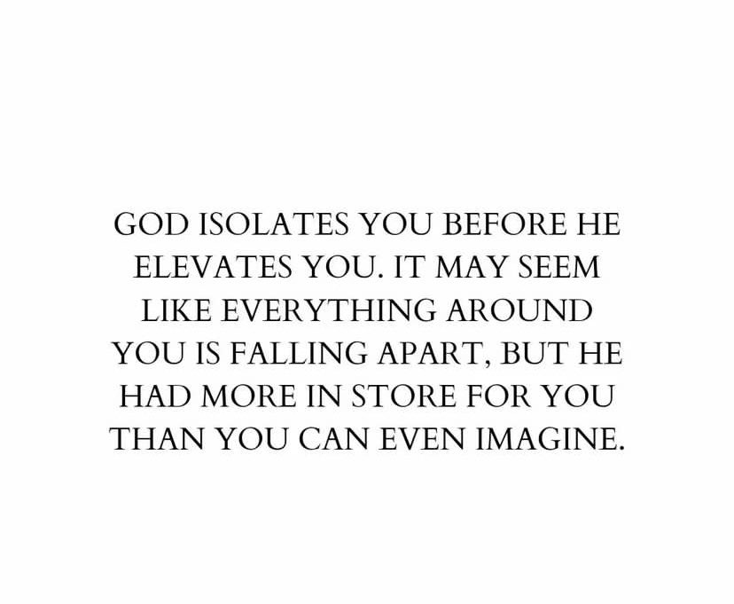 Tijan4309361069's tweet photo. God isolates you before He elevates you https://t.co/jjpJGUGg0X