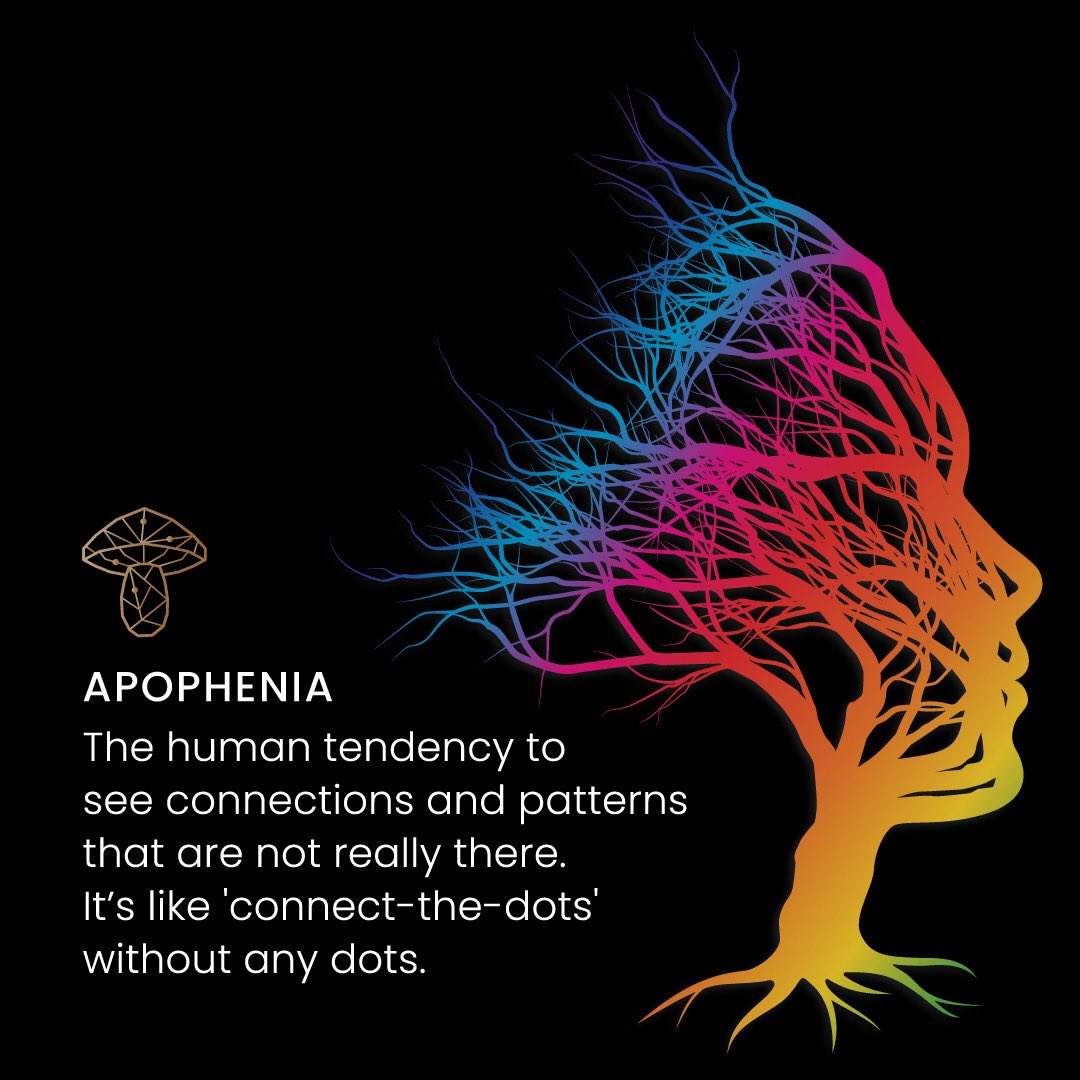 TheSporingCo's tweet photo. Apophenia, also known as #patternicity, means seeing patterns in random events. It also applies when people deduce meaning from numbers, images, shapes, or any other objects that are truly random.

Learn more today at:

https://t.co/WXsrxcatjl

#TheMoreYouKnow #Apophenia #Toronto https://t.co/nYtnceAkNQ