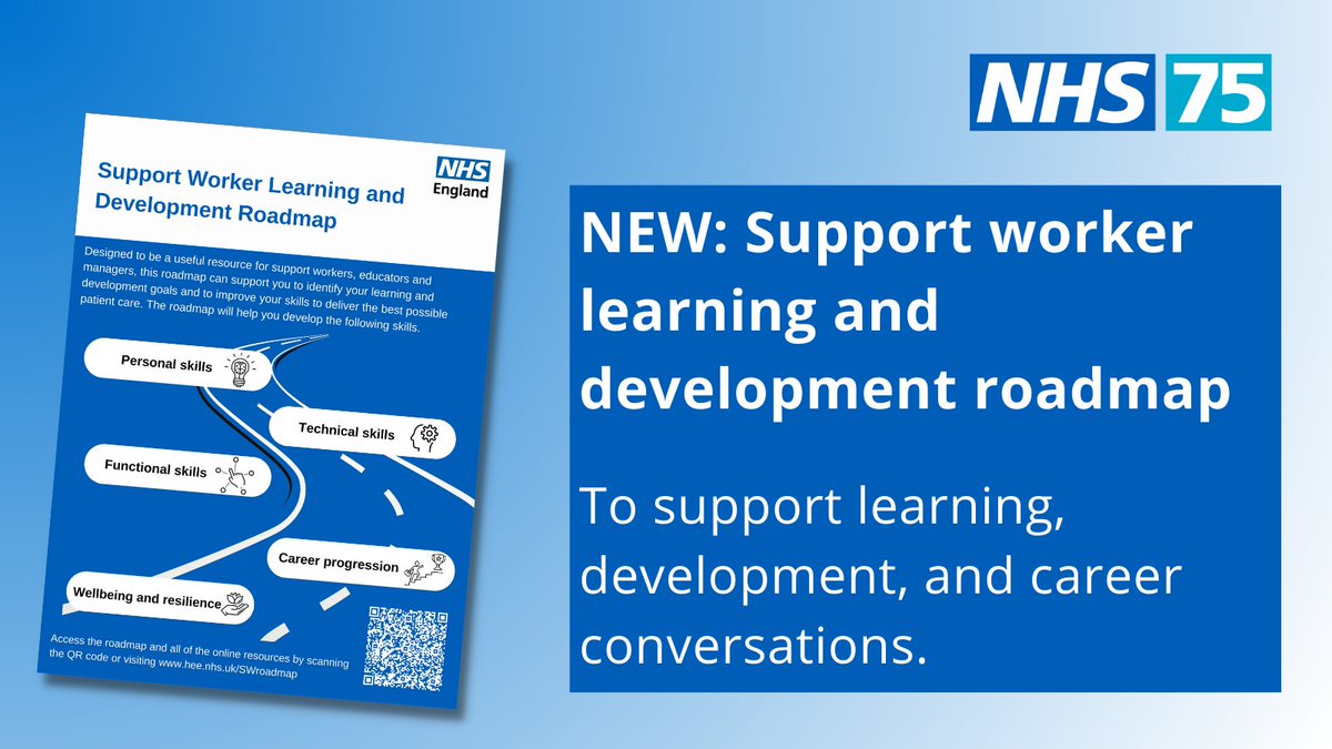 This learning and development roadmap is useful for support workers, managers and educators. It can help with career conversations and identifying development goals, and it signposts to key resources to help support workers grow. #WeAreHCSWs #teamCNO

▶️ hee.nhs.uk/our-work/talen…