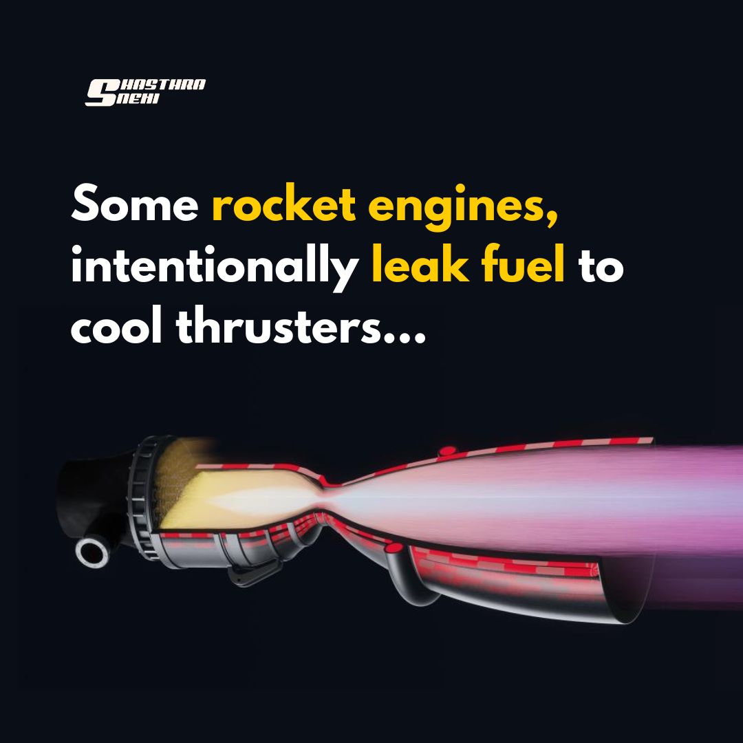 Did you know that in some #rocketengines, fuel is intentionally leaked into #thrusters to cool them down?
This clever technique, known as film cooling, creates an insulating layer between the combustion chamber walls and the scorching hot gases.

#rocket #shasthrasnehi