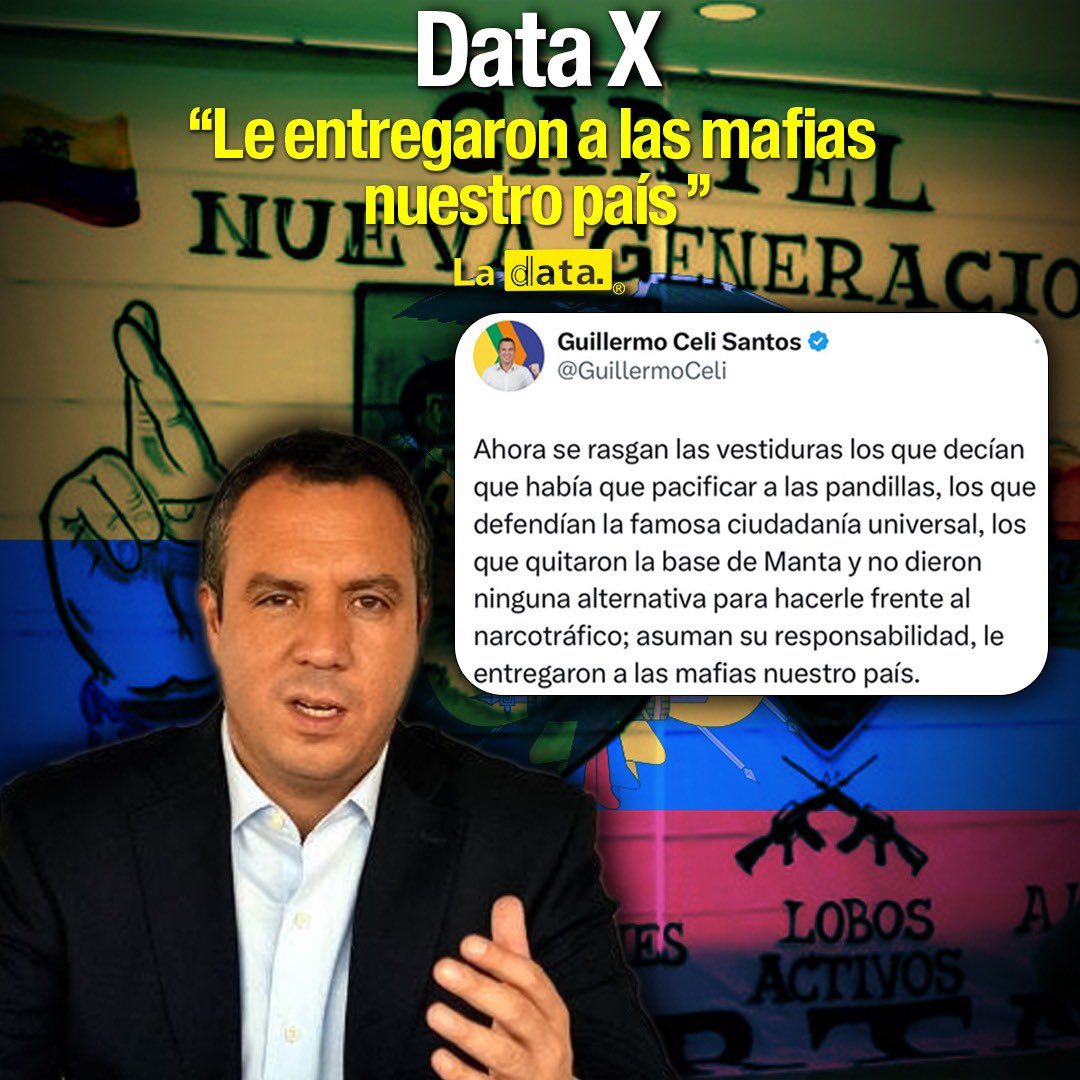 ElDatoEcua's tweet image. #DataX “¡LE ENTREGARON A LAS MAFIAS NUESTRO PAÍS!”

Tras la inseguridad que atraviesa el Ecuador y por el asesinato de Fernando Villavicencio, el candidato a la Asamblea, Guillermo Celi, se pronuncia indicando que “le entregaron a las mafias el país”.

“Ahora se rasgan las…