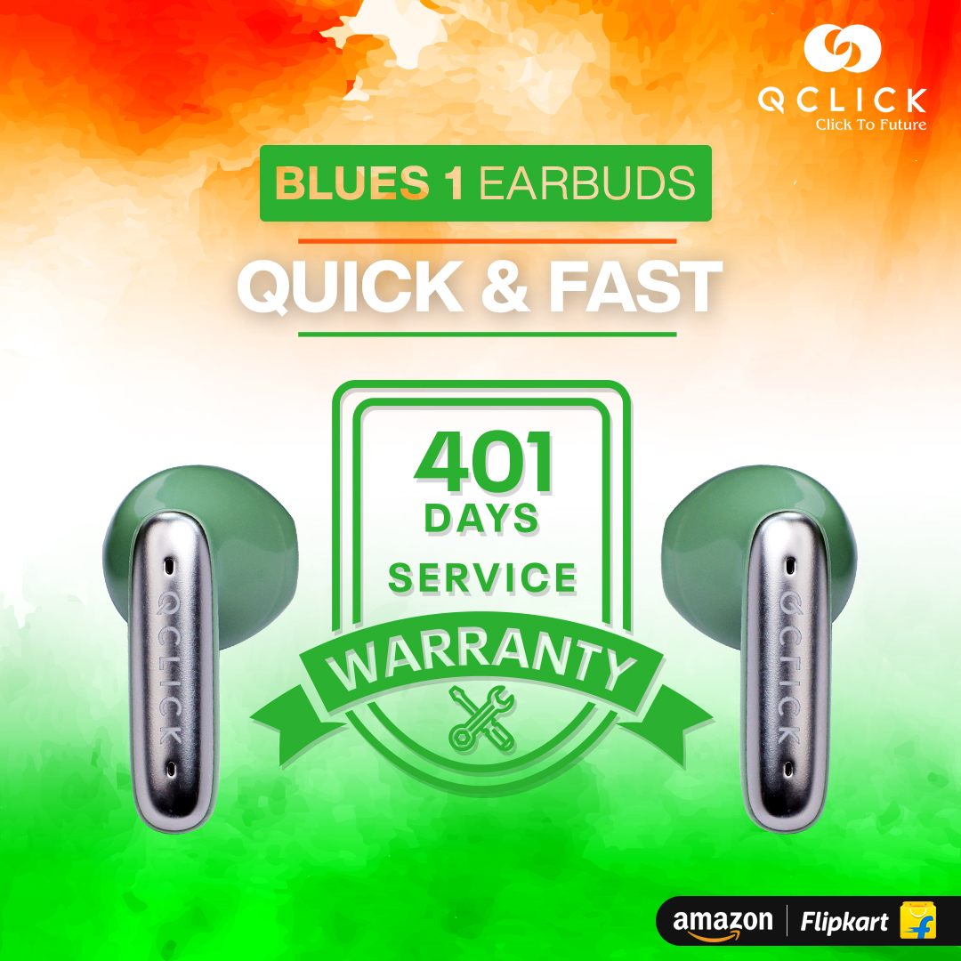 QClickGadgets's tweet photo. Introducing India's First Earbuds with Unbeatable 401 Days Warranty, Now on Amazon & Flipkart! Say goodbye to worries and hello to a seamless music experience.
#TechInnovation #LongestWarranty #QClickBlues1 #Earbuds #MusicMagic #QClick #Blues1 #Earbuds #NewLaunch #newearbuds https://t.co/EuQzFI7ryi