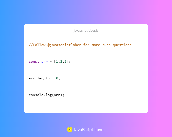 JavascriptLober's tweet image. Your answer ??

#javascript #100DaysOfCode