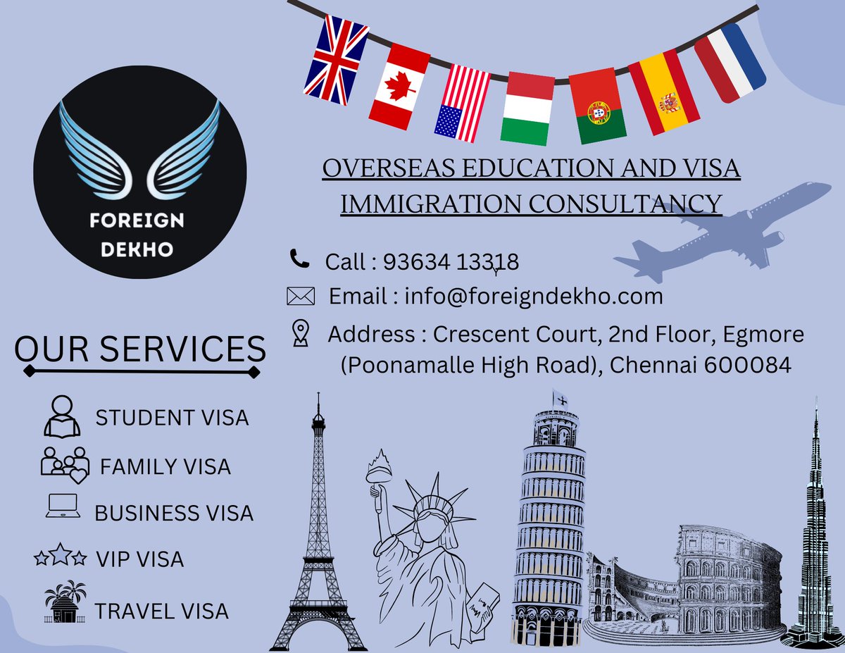 Contact us today and let FOREIGN DEKHO be your compass on the path to a global future. Together, we'll turn your dreams into reality! 🌏🌈
#ForeignDekho #OverseasEducation #VisaImmigration #StudyAbroad  #EducationConsultancy #VisaServices #InternationalEducation  #VisaExperts
