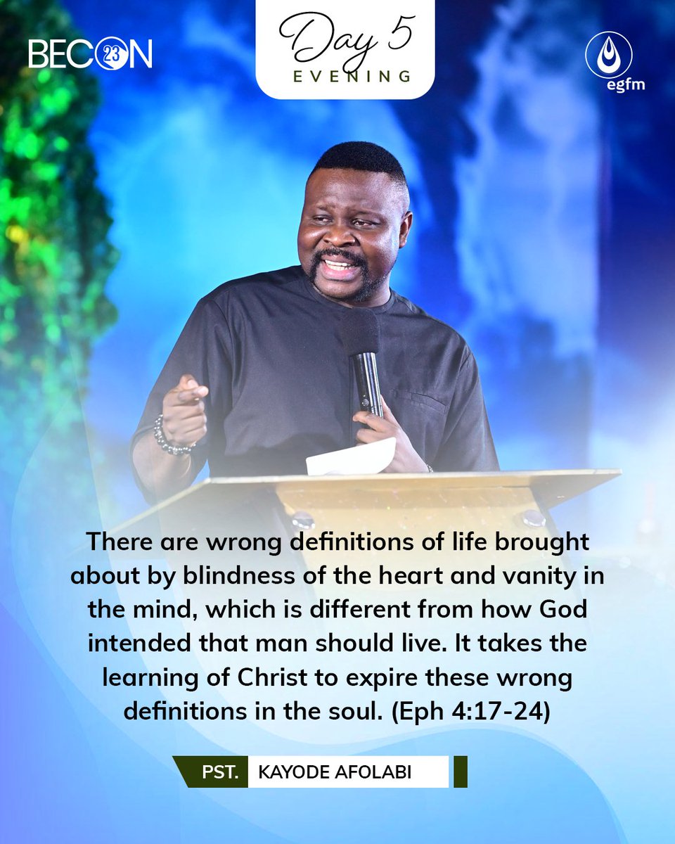 EGFMfountain's tweet photo. Below are some excerpts from the ministration of God's Word by Pastor Kayode Afolabi at #BECON23 Day 5 Evening Session.
#PstKayode #BECON23 #EGFM https://t.co/njxqD6ZXF5