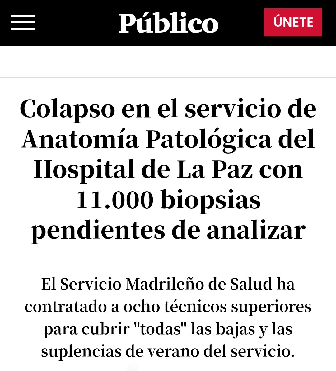 vuthy1Iiving's tweet photo. Colapso en el servicio de Anatomía Patológica en Madrid, Alerta en Andalucia. Lo que no dicen es que la sanidad pública es competencia de las CCAA y donde gobierna el PP se ha desmantelado por completo.
‼️NOS ESTÁN M∆T∆NDO‼️ https://t.co/7QUnddod1Y