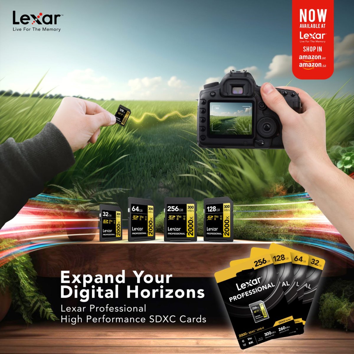 LexarMEA's tweet image. 📸 📍Quickly capture, store more and transfer high-quality photos and extended lengths of Full-HD and cinema-quality 8K video content with the Lexar® Professional 2000x SDXC™ GOLD Card. 
#Lexar  #SDXC #ContentCreation #LexarMEA #lexarmemory #photography #videography #moviemaking