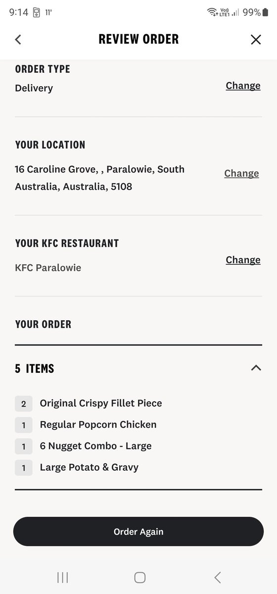 jrstanley8530's tweet photo. @KFCAustralia hey guys order some food from your app for delivery and was missing some items. I got the drink and chips from my nugget combo just not you know the nuggets. https://t.co/wCBnzVs7CW