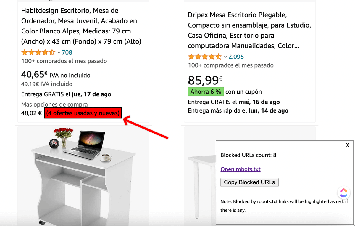 3. Visualiza enlaces a URLs bloqueadas en robots.txt 🚫

Súper útil bookmarklet de <a href="/estevecastells/">Esteve Castells</a>, que destaca todos los enlaces de una página hacia URLs bloqueadas en el robots.txt de ese sitio, y te permite descargarte la lista de URLs bloqueadas 🙌

gist.github.com/estevecastells…
