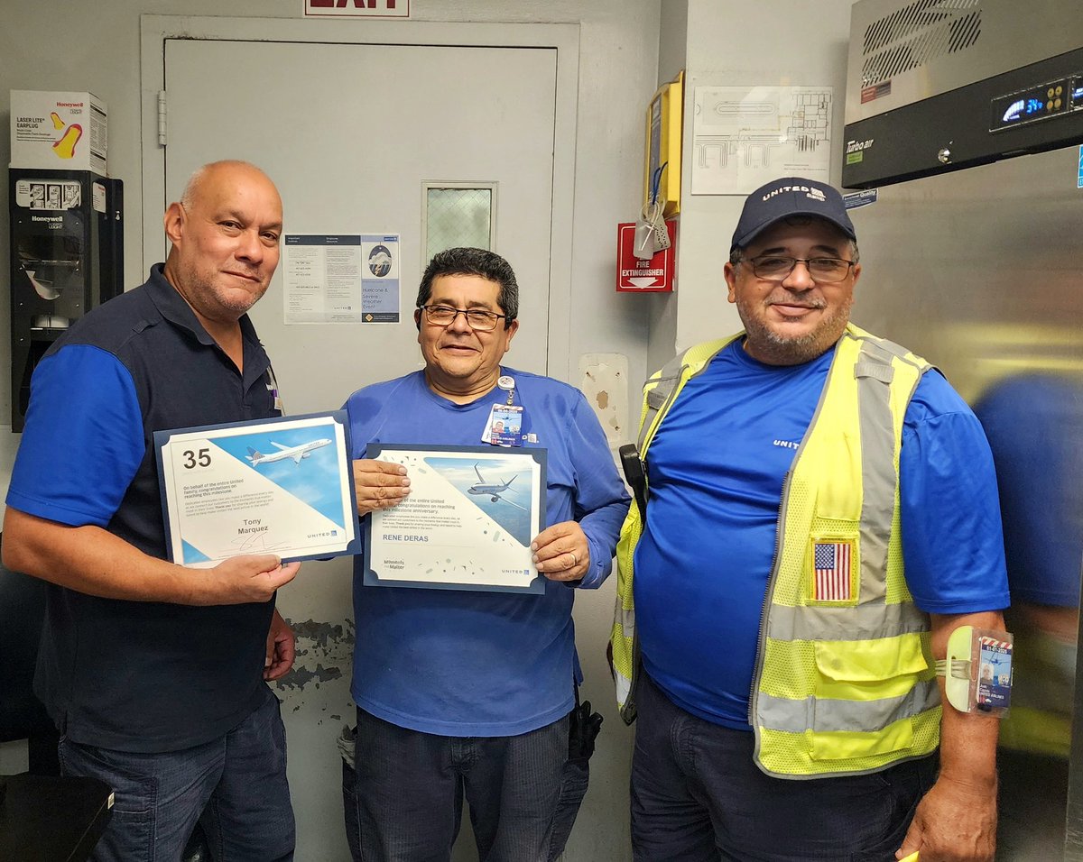 Round of applause to these 2 gentlemen for completing 25 &amp; 35yrs w/ <a href="/united/">United Airlines</a>. Tony &amp; Rene are part of #MCOFinest team, Congratulations to these 2 standup guys on your years of service 👏 👏. <a href="/weareunited/">We Are United</a> <a href="/BorisCanoMCO/">Boris Cano</a> <a href="/jeremyf73186955/">jeremy fletcher</a> <a href="/SteveTanzella/">Steve Tanzella</a> <a href="/med70258466/">Rick Medina</a> <a href="/LouFarinaccio/">Lou Farinaccio</a>