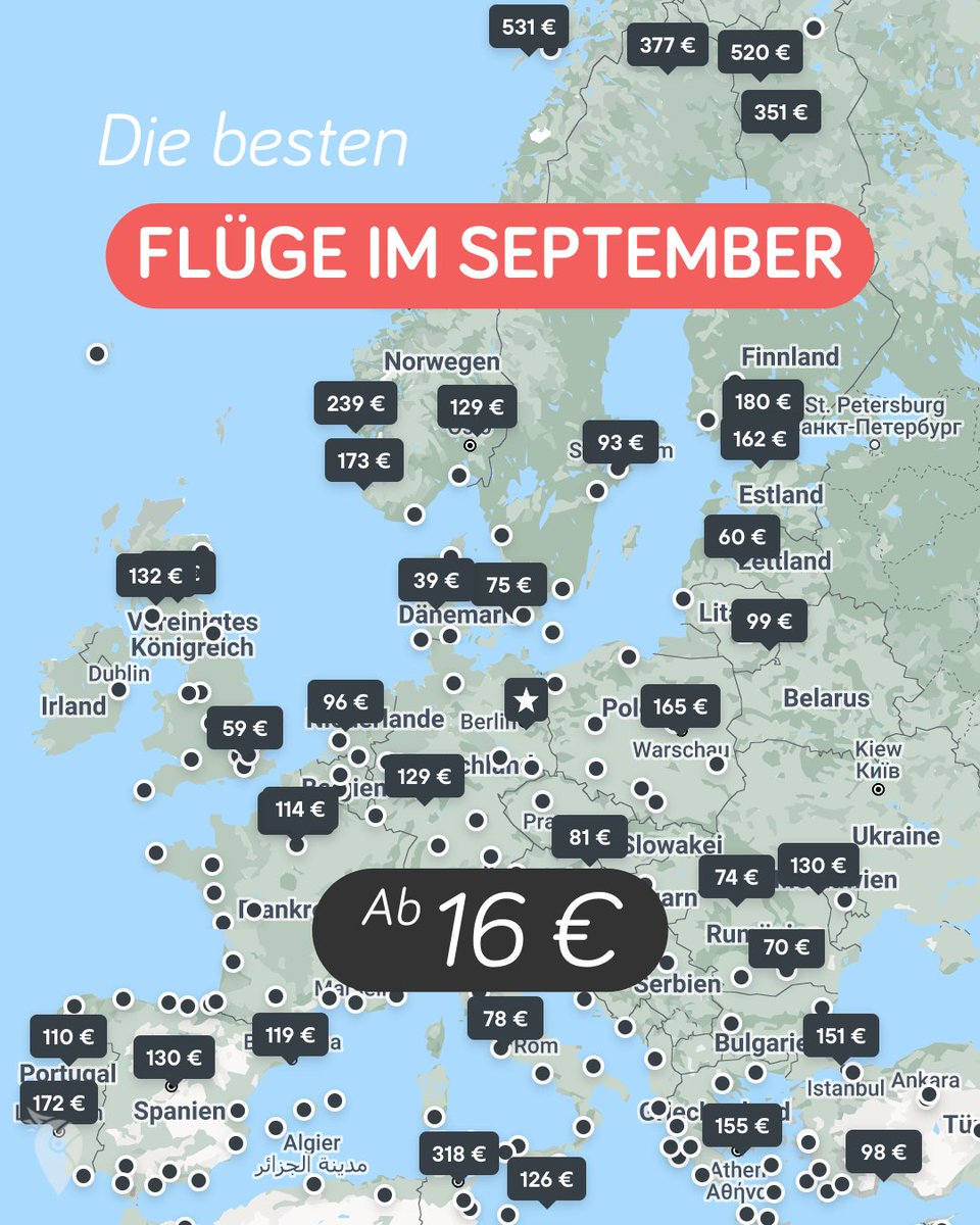 Wenn ihr flexibel in Sachen Datum und Reiseziel seid, könnten euch unsere Preiskarten dabei helfen, das nächste Flugschnäppchen zu ergattern 😘
👉 l.urlaubspiraten.de/ufVif

#billigflieger #preiswertreisen #reiseschnapper