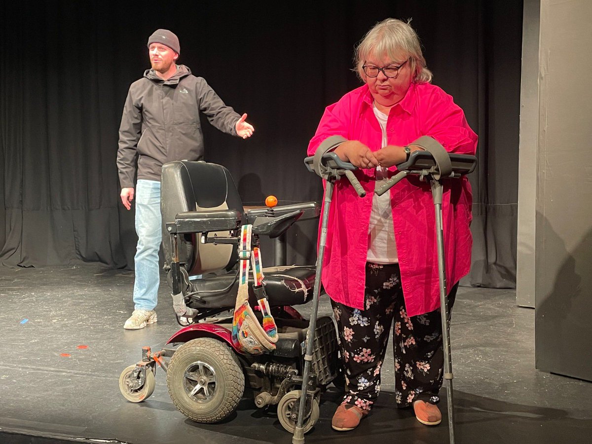 MissQuinaC's tweet photo. @TheStage #Overlooked opens on Monday and is a beautiful and moving story about Audrey who is a wheelchair user and Jack who is street homeless 💕 https://t.co/fnrFhIglDN