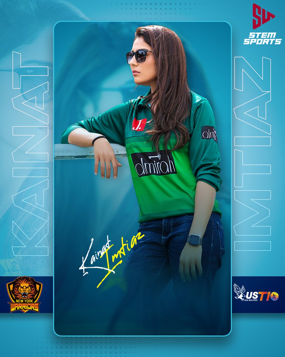 Stemsports1's tweet photo. Kainat Imtiaz will be part of the New York Warriors setup in the inaugural season of the USA Masters!

#Cricket #Presenter #KI23 #Pakistan #USAMasters #T10 #NYW #OneTeamOneDream #StemSports https://t.co/iR7uJVhjDc