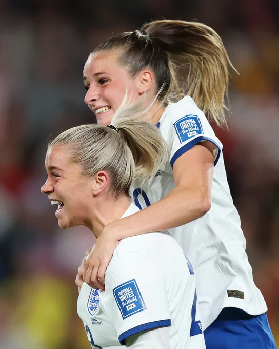 Alessia Russo and Ella Toone celebrate England's second goal