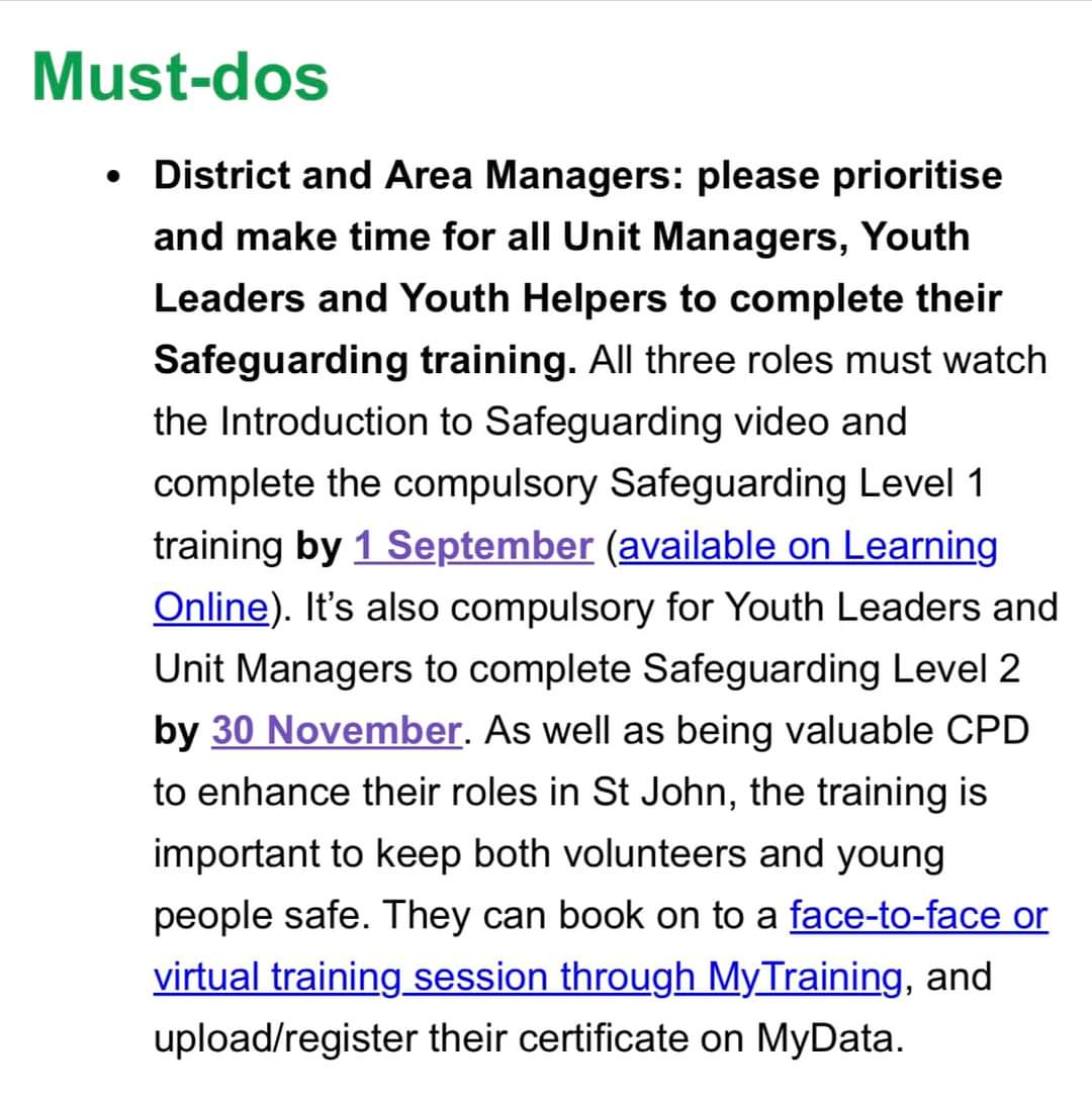 @stjohnambulance #stjohnpeople please see the important note below for our leaders...I've just added more dates to the system; however please give them time to appear!! @SJA_SGTeam @SJAIntTraining
