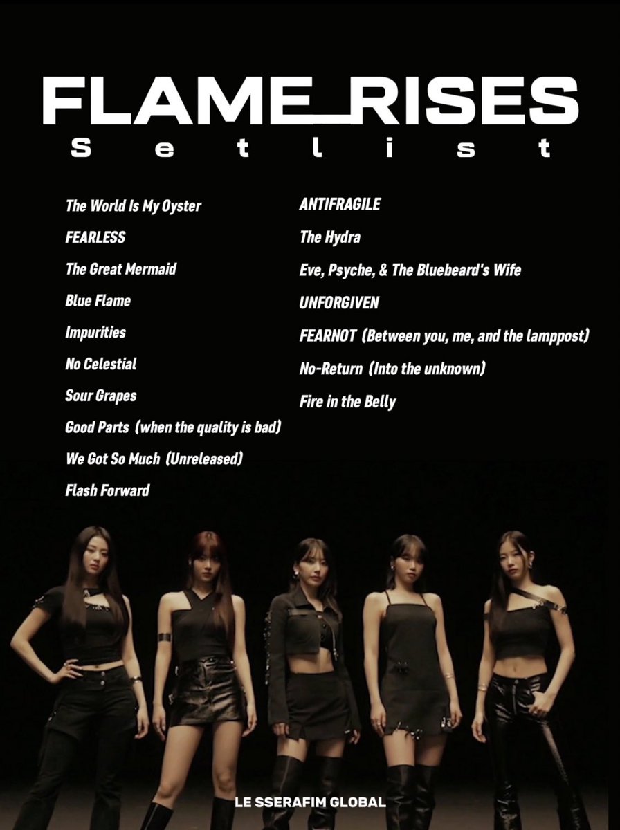 INFO] 230812 LE SSERAFIM Flame Rises Setlist @le_sserafim