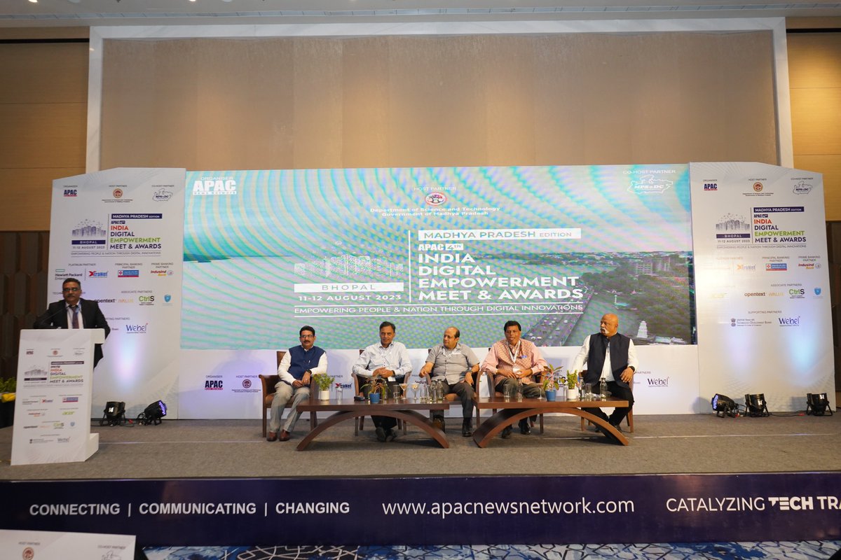 Apacnewsnetwork's tweet photo. Special Presentations followed by Panel Discussion on Embracing Emerging Technologies, Ensuring Effective Governance: The Best Practices at the 4th ‘APAC IDEM &amp; Awards-MP’ held on 11 Aug'23 (Day 1) in Bhopal.
#IDEM #IDEMMP #APACGovernance #APACMPIDEM @DstRajasthan @sumnesh_joshi https://t.co/ZzLMOaH7Uy