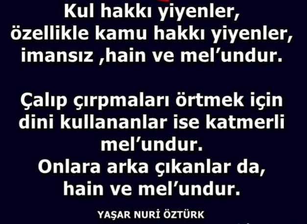 Rahmetli #YaşarNuriÖztürk diyor ki👎👎