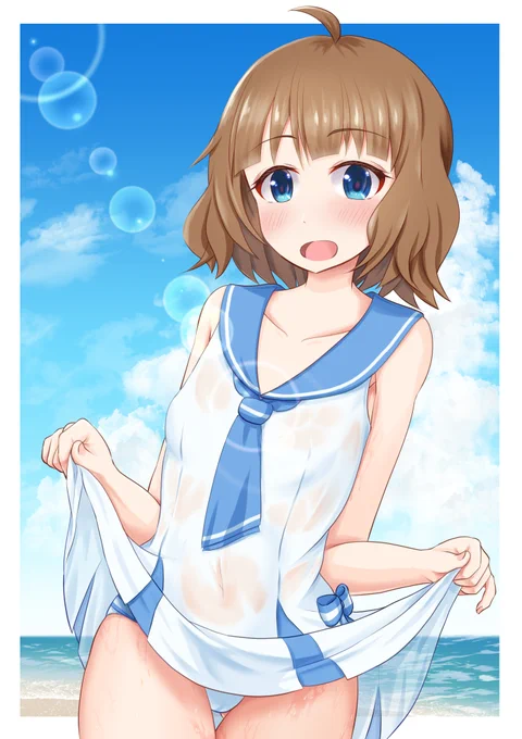 セーラミズギを重ね着した桃子 (暑中お見舞申し上げます)  #周防桃子 #Mɪͥʟͩʟͦɪ̍ᴏͫɴͣL͛ɪͭᴠͤᴇͬ