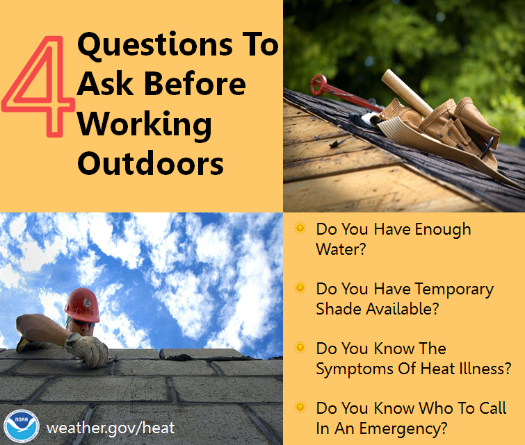 PlanoEM's tweet image. Before working outdoors this weekend, ask yourself these questions: Do you have an adequate water supply? Is there shade available to you? Do you know all the symptoms of heat illness? And finally, who to contact in case of an Emergency? 🥵🌞#dfwwx weather.gov/heatsafety