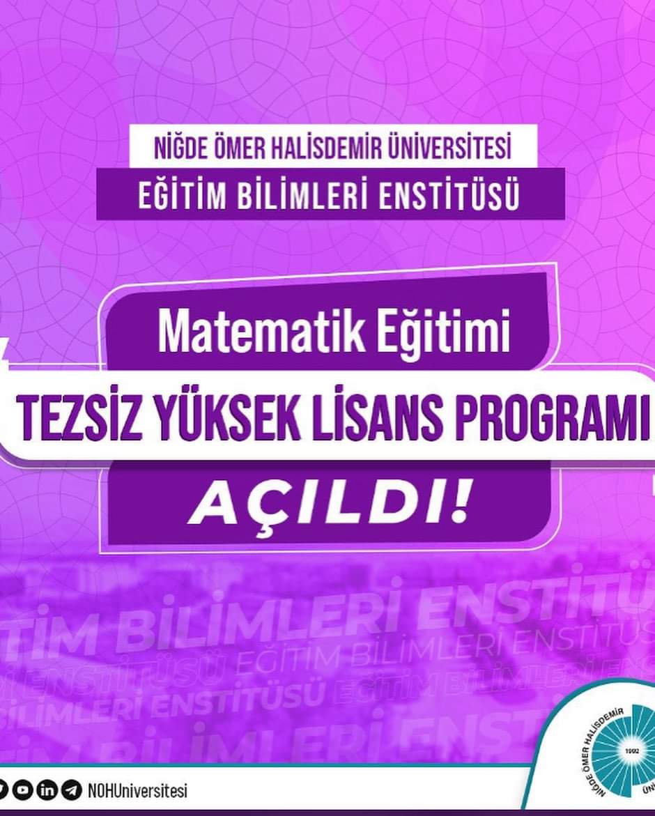 Fakültemizin Resim-iş ABD'nin tezli Yüksek Lisans, Matematik Eğitimi ABD'nin tezsiz YL Programları açıldı. @NOHUniversitesi