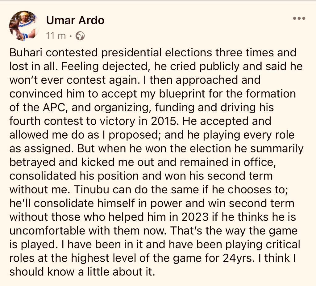 Below is a thankful little political experience that teaches a good lesson of circumspection in trusting and dealing with human beings whosoever they may be on their face value.