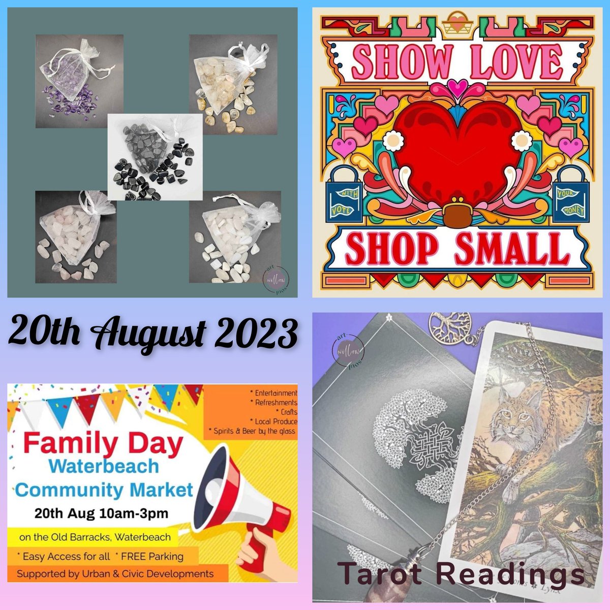 ArtWillowSoul1's tweet photo. I will be @WaterbeachWB #community #markets on the 20th August, selling a selection of my #crystals #art  &amp; offering #TarotReading 
#shopsmall #supportsmallbusiness #crystals #reikiteacher #TarotReading #intuitiveartist #waterbeach
@britainsmallbiz @FSBwomen @SmallBizSatUK https://t.co/B7t0ROsVGI