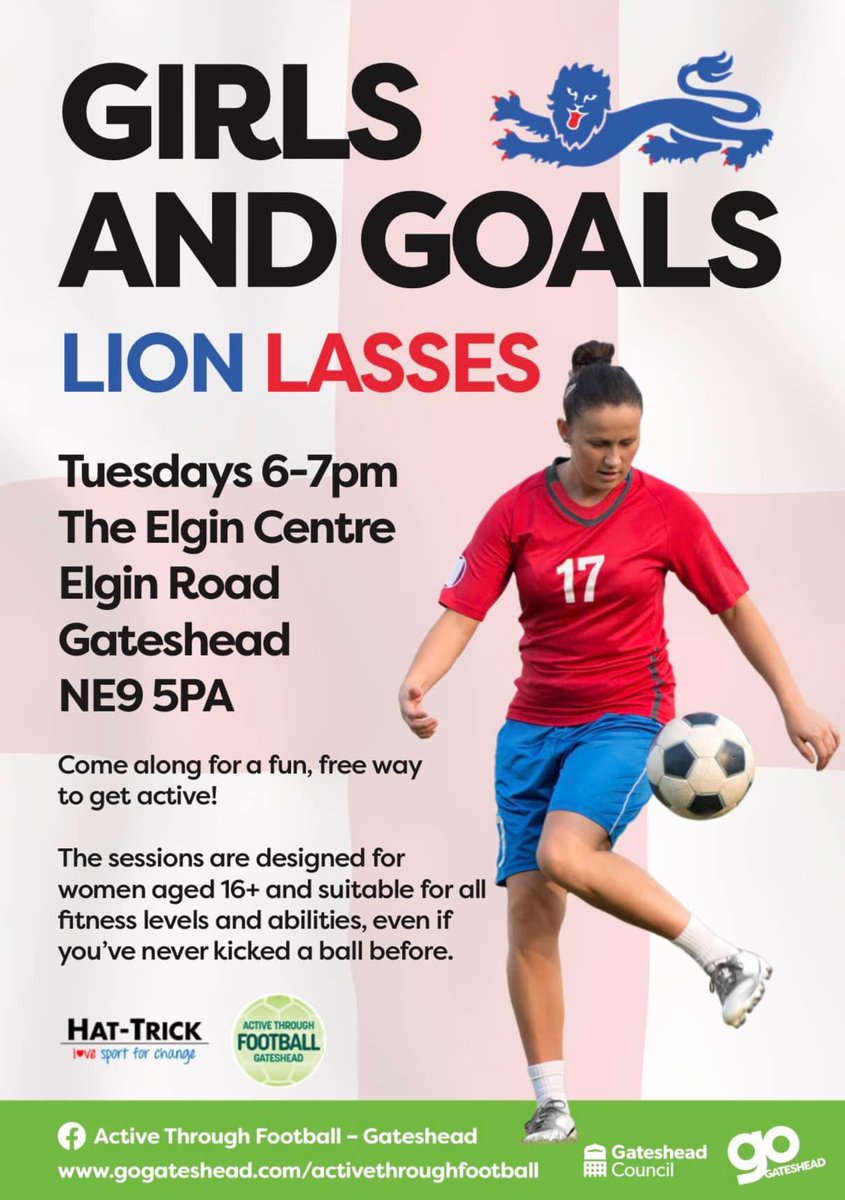 Another amazing win for the Lionesses at the World Cup today!

Feeling inspired? Looking to play football for the first time? Haven’t played for ages? 

The Lion Lasses is for you! Every Tuesday! 6pm-7pm at Elgin Centre, Gateshead!

Sessions are FREE!

For players 16+