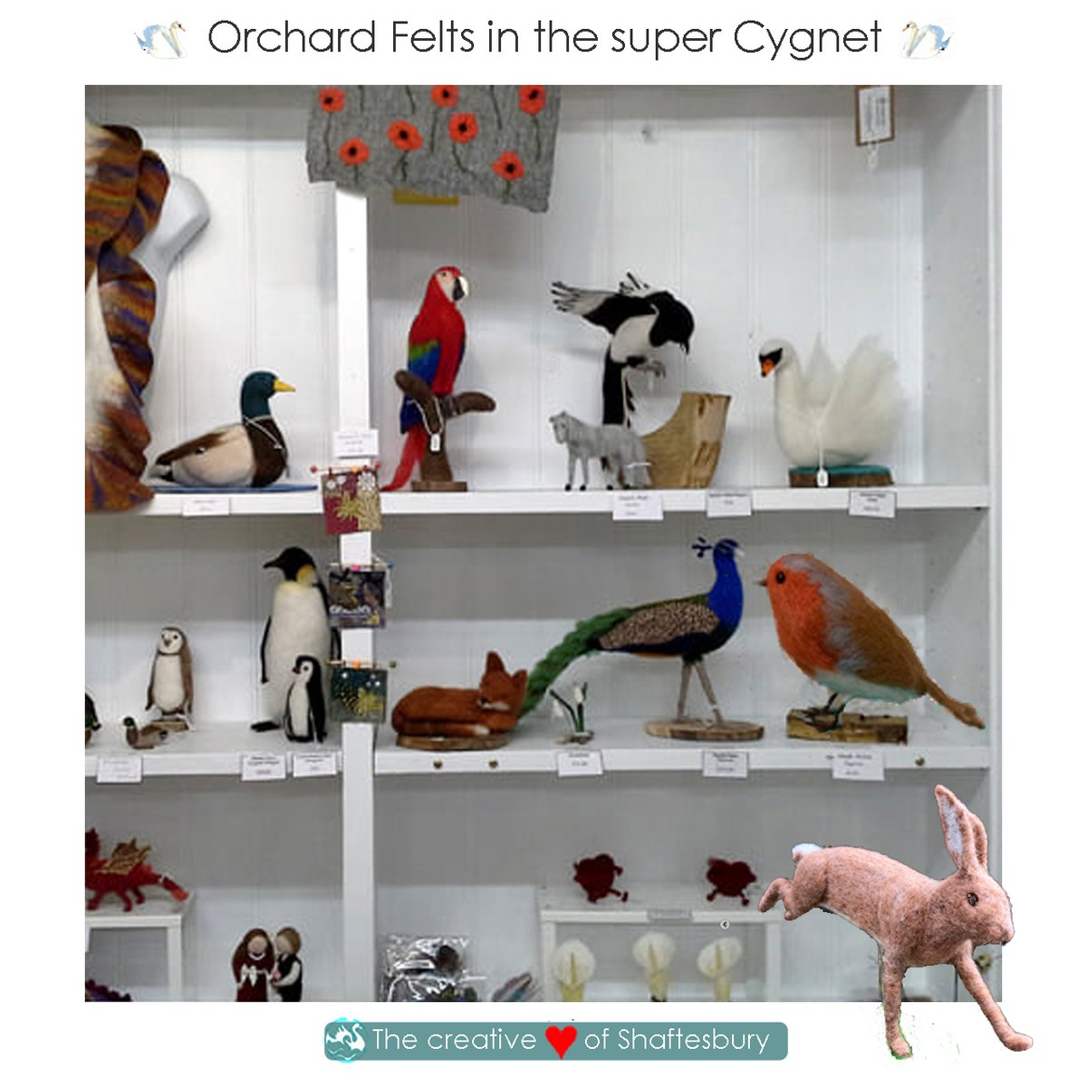 GalleryCygnet's tweet photo. Another one on the theme of animals in action completed by Roz Legge of @Orchardfelts. As you can see her needlefelting really comes to life in the super Cygnet🦢
*
#runninghare #needlefelting #needlefeltedhare #hare #woodlandanimals #britishwildlife #folksyseller #folksy https://t.co/tg4PY2TNdM