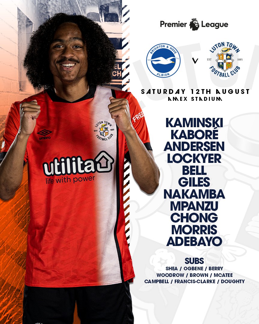LutonTown's tweet photo. Your Premier League Hatters. 🫡

#BRILUT | #COYH https://t.co/hegsAtGHTM