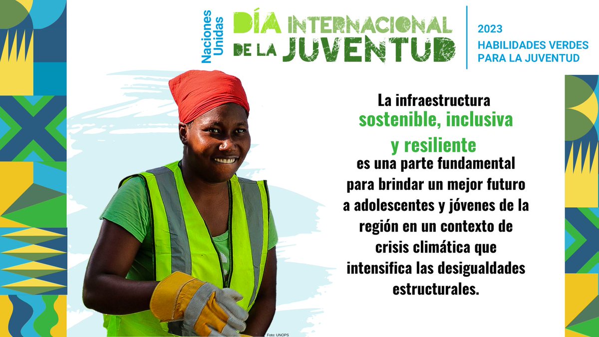 📢 Las #juventudes de América Latina y el Caribe enfrentan desafíos sin precedentes debido a la crisis climática. 🪜El desarrollo de infraestructura sostenible, resiliente e inclusiva es imprescindible para construir un futuro que les garantice mejores condiciones de vida.