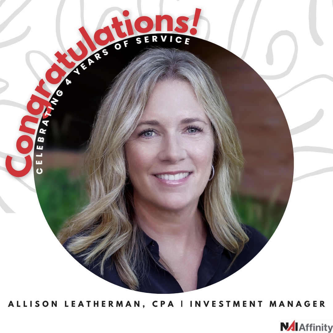 🍾 Happy Anniversary, Allison! 🍾⁠
⁠
Thank you for the excellent service you provide our clients, team members, and community. ⁠
⁠
#4years #anniversary #naiaffinity #cre #noco #northerncolorado #commercialrealestate #cpa #investmentmanager