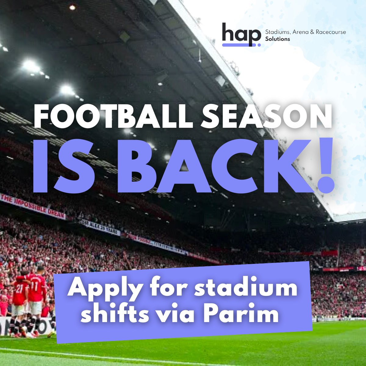 hapsolutionsgrp's tweet photo. ⚽Football season is back! We have regular work available, apply for shifts via Parim.
#Football #Footballseason #Team #Stadiums #Stadiumwork https://t.co/k71n8IBz4v