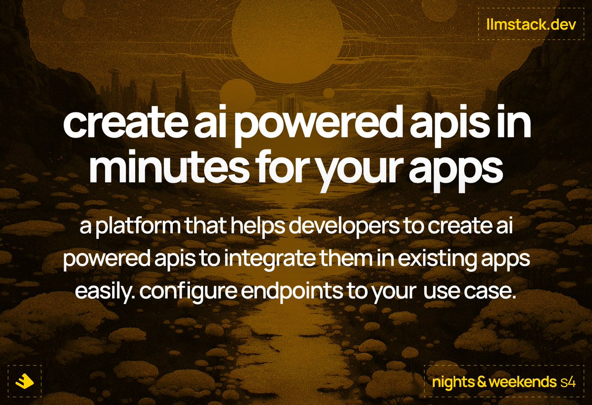_vaibhavbuilds's tweet photo. Excited for my coming 6 weeks build 🏗️

After building some AI powered APIs for my friends, I realised how difficult it is to actually deploy them in production.

Aiming to help developers launch AI apps faster with this platform.

cc:
@_buildspace 
@_nightsweekends https://t.co/tbGMS5aRDp