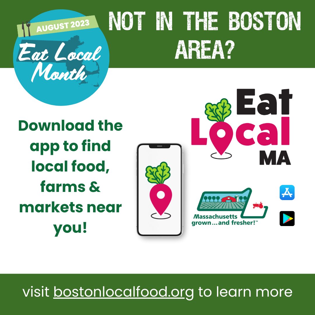 bostonlocalfood's tweet photo. National Farmers Market Week may be coming to an end but we can celebrate farmers markets everyday! Use the EatLocalMA App to find markets year-round. AND don't forget to vote for your favorite market #FarmersMarketWeek #eatlocalma #eatlocalmonth #localgreenfair https://t.co/672wFvMEqy