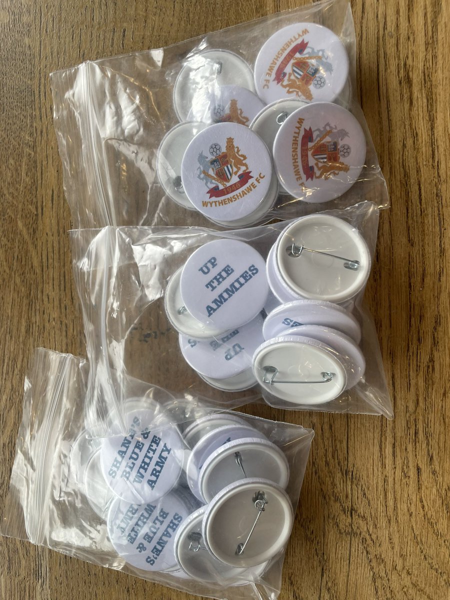 WythenshaweFC's tweet photo. New Badges for the 23/24 season now available. With thanks to @cutepinbadges 

#UpTheAmmies 🔵⚪️ https://t.co/7Pit6hGpQt