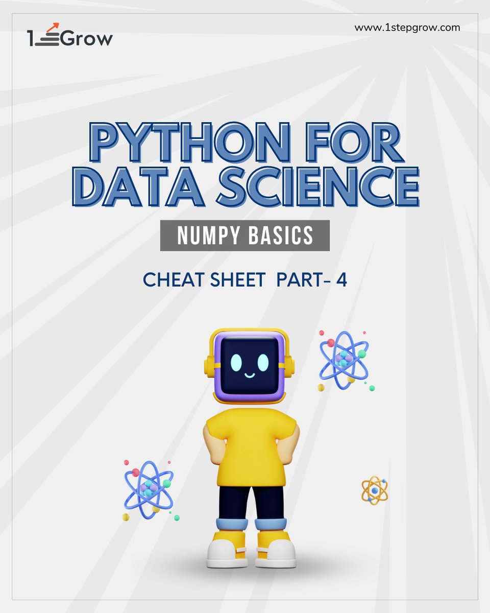 1stepGrow's tweet image. Mastering Data Magic with Python! 🐍 Discover numpy's magic in our latest cheatsheet 📑 Level up your data science game today!
Dive in now @1stepGrow_academy 💡
#DataScienceWizards #PythonMagic #NumpyBasics #CheatSheetWizardry #1stepGrow