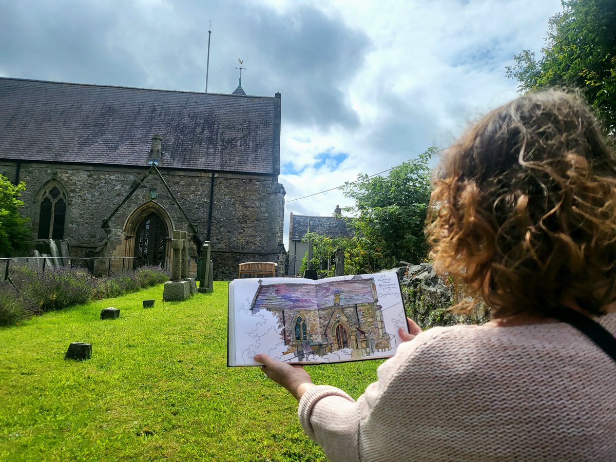 And since I had a friend come to see me draw,I got a pic of the back of my head which does show the scale and context of my church drawing a bit!  #stmarytheblessedvirgin church #osgathorpe #leicesterdiocese #dioceseofleicester #churchofEngland #cofe #leicscofe #leicesterhistory