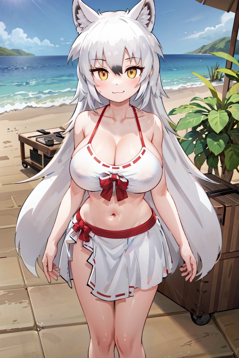 AI描きプログラムでホッキョクオオカミの水着姿を作ってみました🐺💦

#けものフレンズ 
#AIイラスト #AIart 