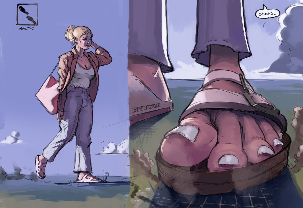 Minutio1's tweet image. .@nikkiscutefeet has a morning stroll over some tiny cityscapes.

Inspired by a certain pair of shoes 😊