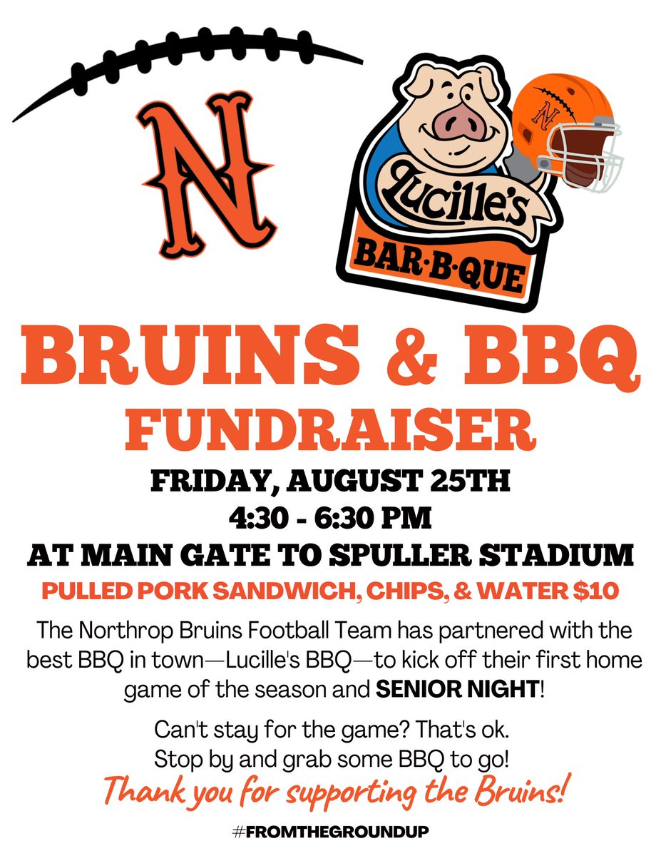 🔥 There’s nothing better than a little football and BBQ! 🏈🐷

#fromthegroundup #TheDen #tailgate #BruinsandBBQ #BBQ #seniornight #weready #dontmissout #GoBruins 
<a href="/NorthropSports/">Northrop Athletics</a>
