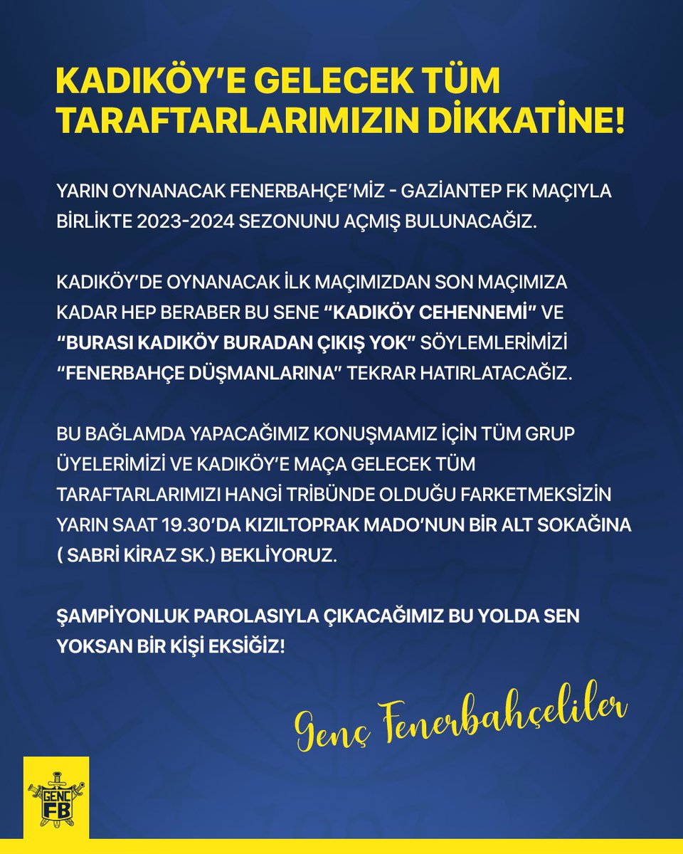 gencfborg's tweet photo. KADIKÖY'E GELECEK TÜM TARAFTARLARIMIZIN DİKKATİNE! https://t.co/HuKZVgDohD