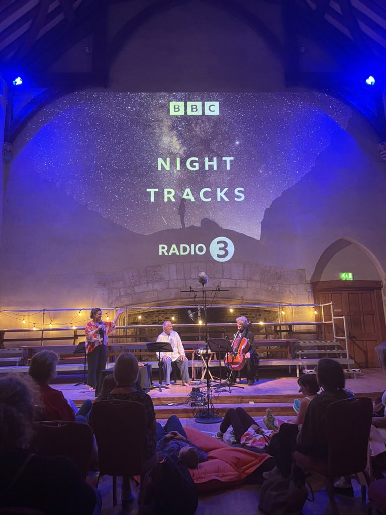 The mighty @SaraMohrPietsch casting magic spells in a late night live edition of #NightTracks @DartingtonArts for @BBCRadio3 🌙