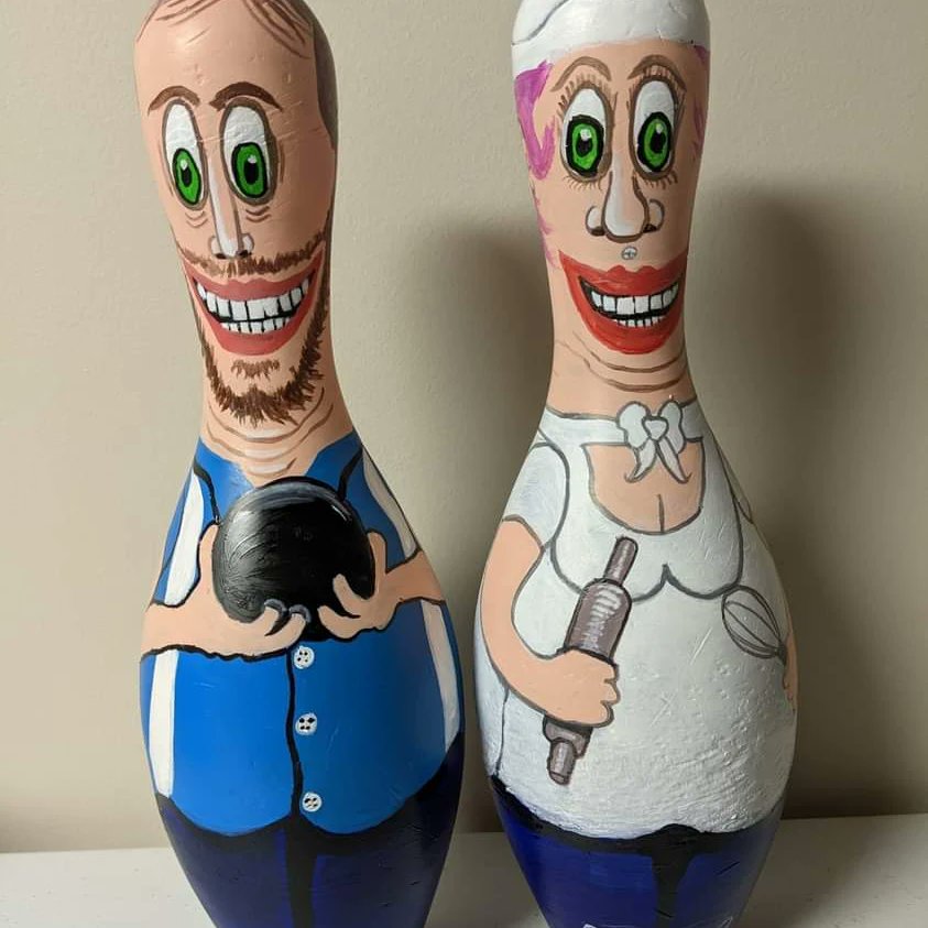 MattStarrFineA1's tweet photo. August 12th is National Bowling Day.  Here are some of the bowling pin works of art that I have done.  
#mattstarrfineart #artists #artistic #paintings #artforsale #artist #dailyart #artlover #painter #artoftheday #bowling #bowlingball #bowlingpin #bowlingpins #sports #bowl #b https://t.co/ulywtn8fdP